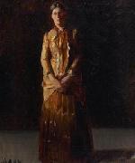 Portrait of Anna Ancher Standing in a Yellow Dress by her husband Michael Ancher